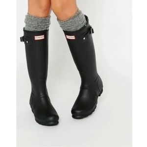 HUNTER Original Tall'Rain Boot in Black Matte Size US 9